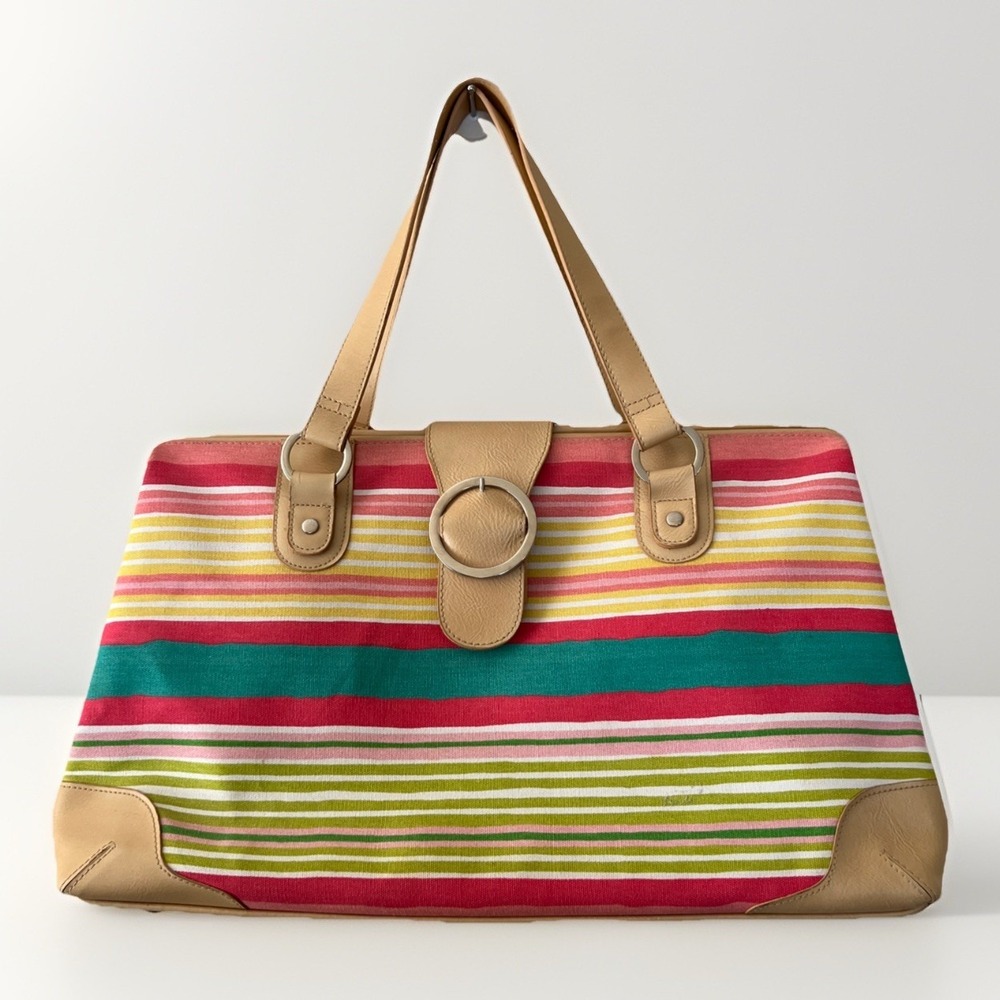 Bath & Body Works Striped Weekender Tote Bag‎ Purse Everyday Casual Travel